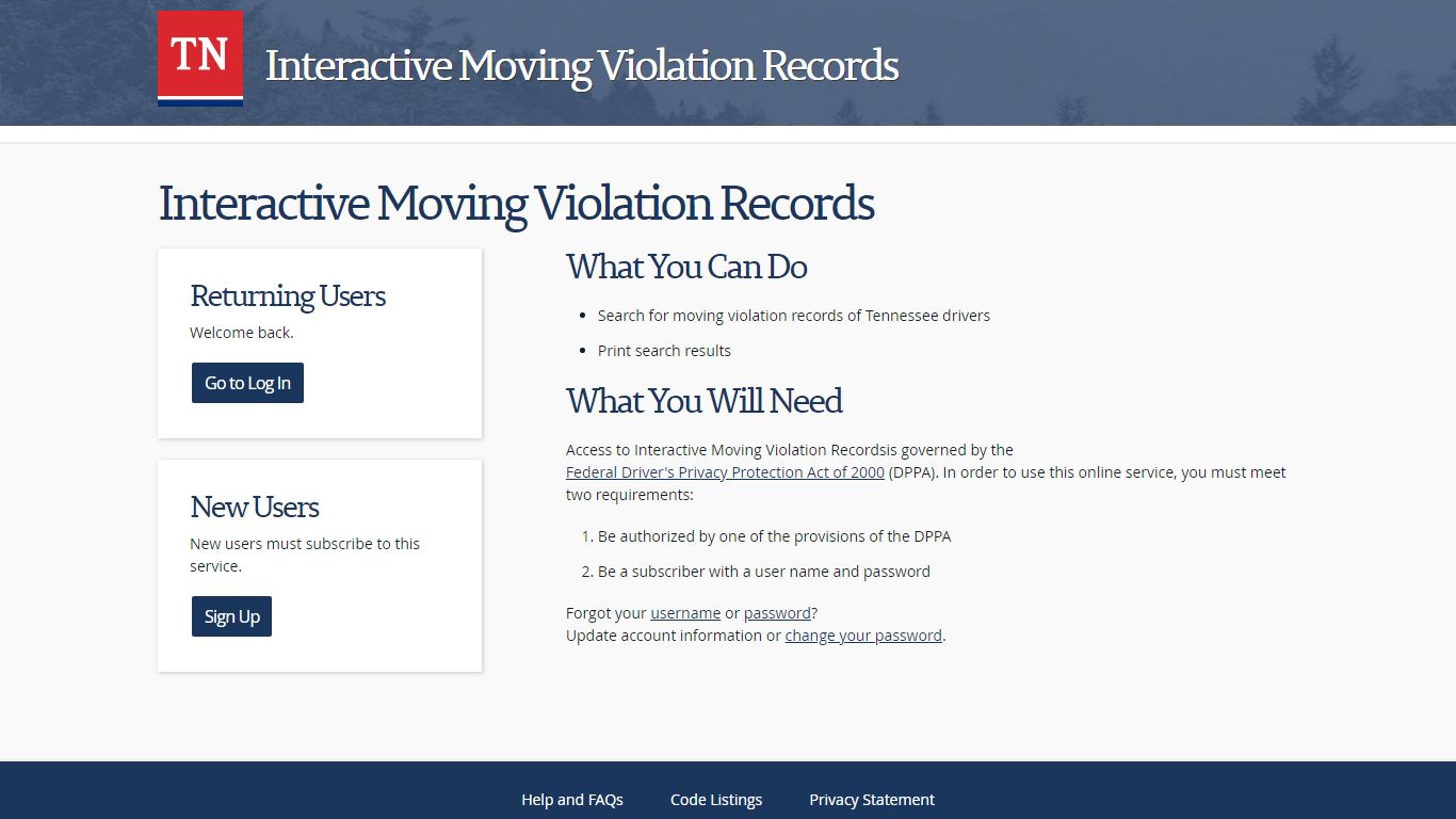 Interactive Moving Violation Records - TN